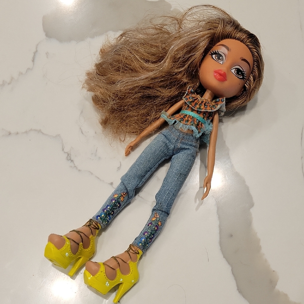 Bratz Doll with Yellow Heels and Denim Outfit